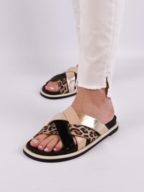 Sandalias Alli negra y print